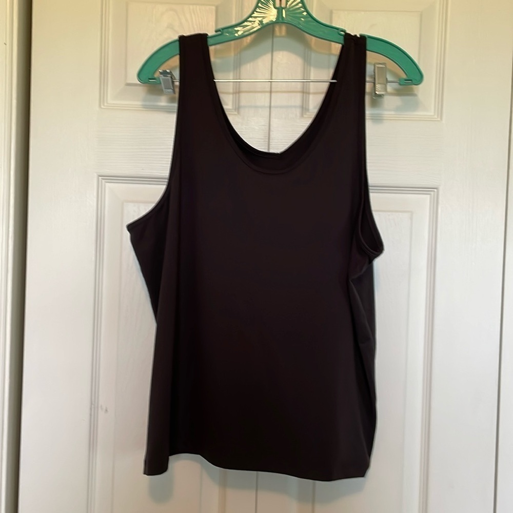 Chelsie black tank XXL polyester & spandex soft Round or v neck for versatility